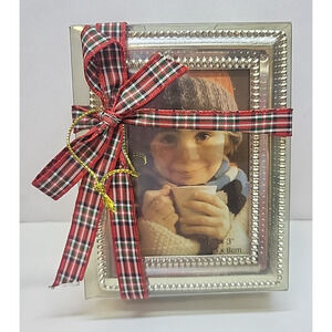 Vintage NOS 2004 Silver metal Frame & Photo album for wallet photos 2.5 x 3.5"